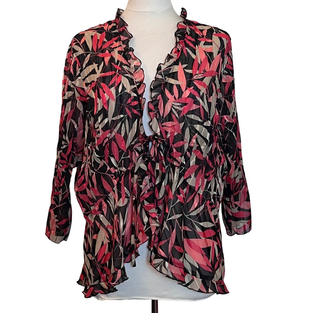 Studio 1940 Sheer 2X Babydoll Tie Top Ruffle Peplum Fairygoth Floral Romantic